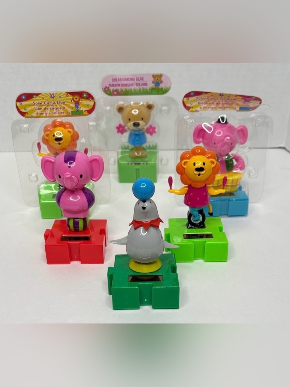 CIRCUS ANIMALS & DANCING BEAR SOLAR POWERED TOYS